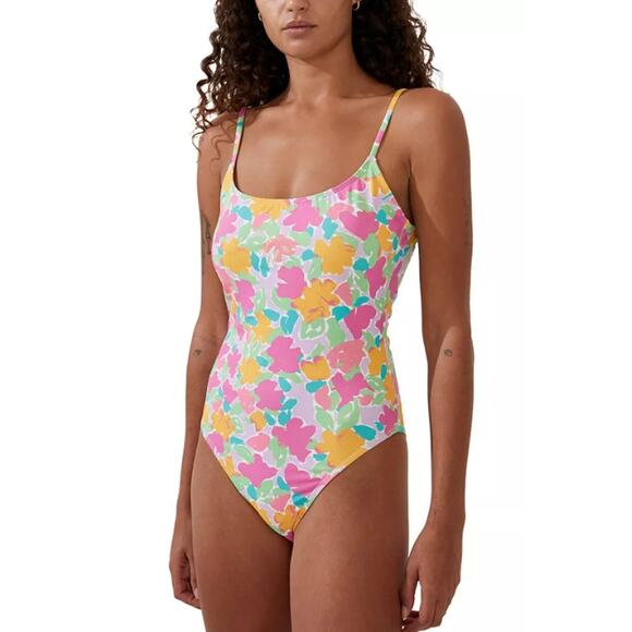 Cotton Candy Pink One Piece Open Back Bows Swimwear